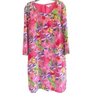 EUC Garnet Hill Floral Silk Shift Dress Size 12